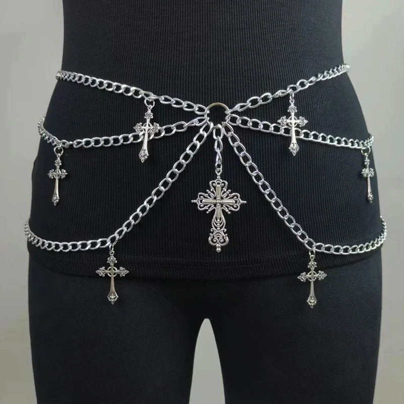 Gotische metalen ketting met O-ring tailleketting