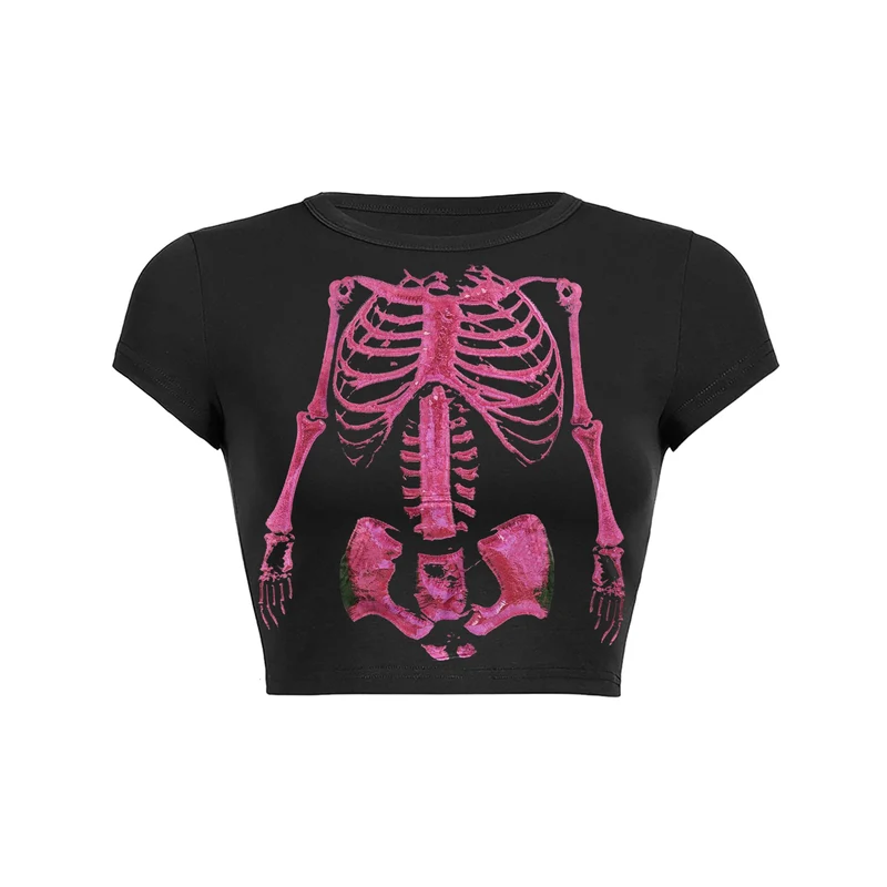 Neon skelet crop top baby T-shirt