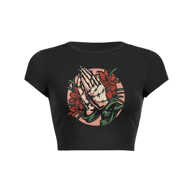 Y2K bloemen gebed crop top