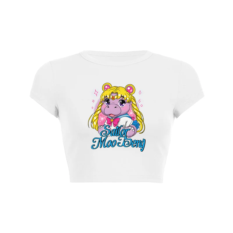 Y2K Lunar Hippo Moo Deng Crop Top