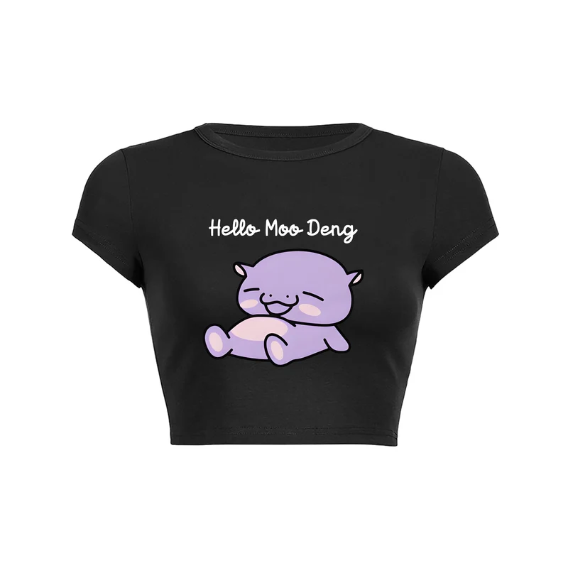 Y2K Happy Hippo Moo Deng Crop Top