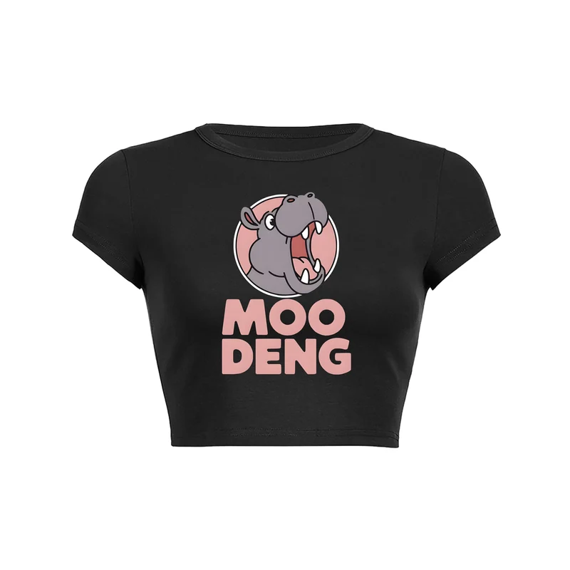 Hippo Shout Moo Deng Crop Top Baby T-shirt