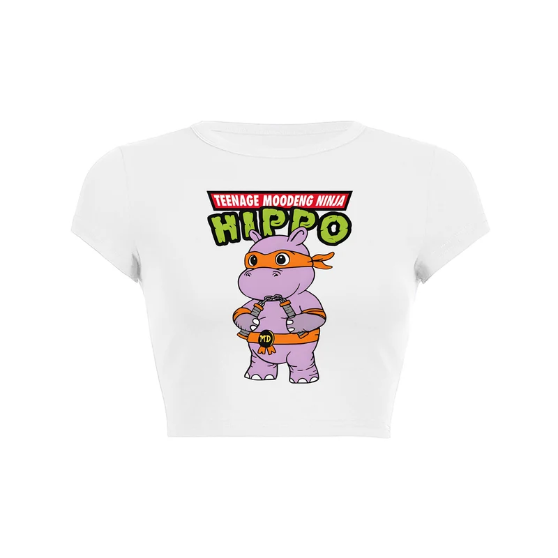 Y2K Ninja Hippo Moo Deng crop top