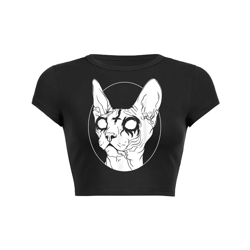 Y2K raadselachtige katachtige crop top