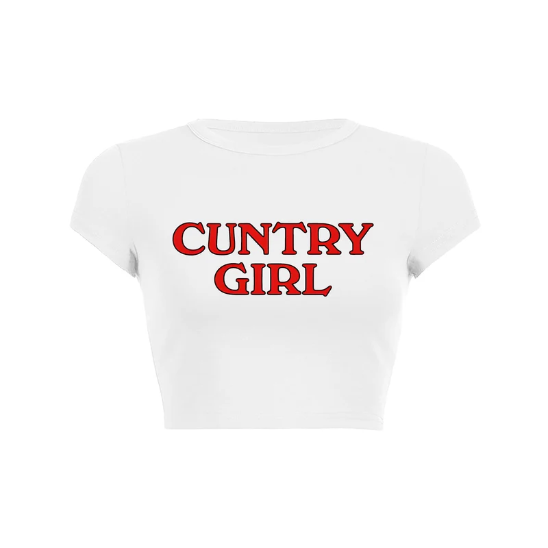Y2K Bold Country Girl crop top baby tee