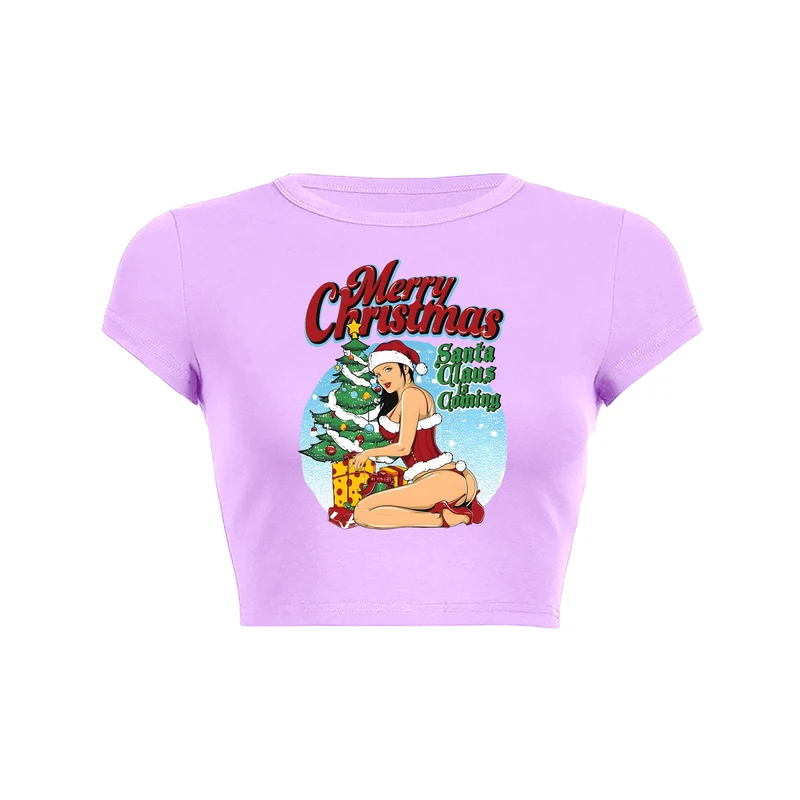 Y2K Santa's Surprise Crop Top Baby Tee