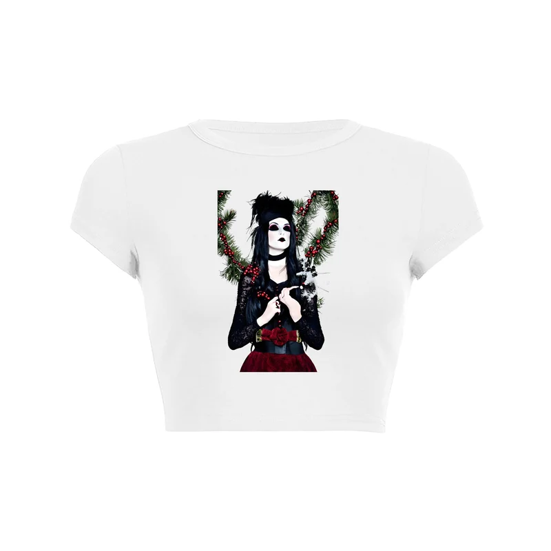 Goth Dark Elegance Crop Top Baby Tee