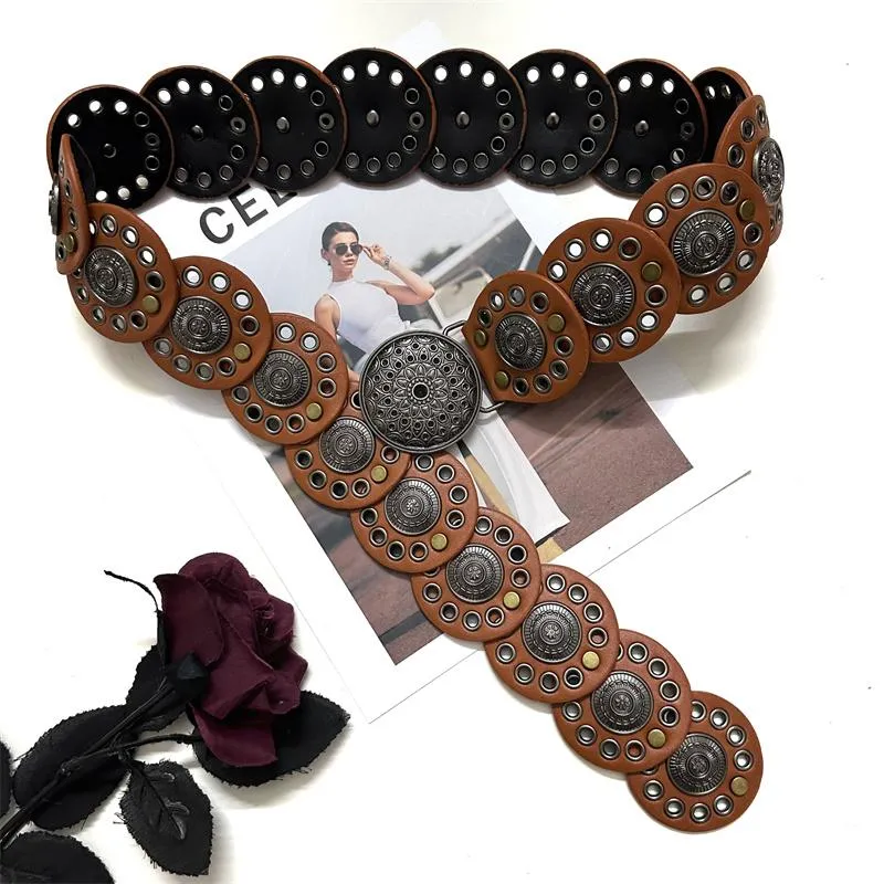 Gotische PU-leren riem met contrasterend patchwork