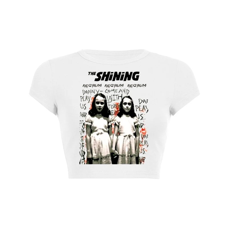 Y2K Twins of Terror crop top baby tee