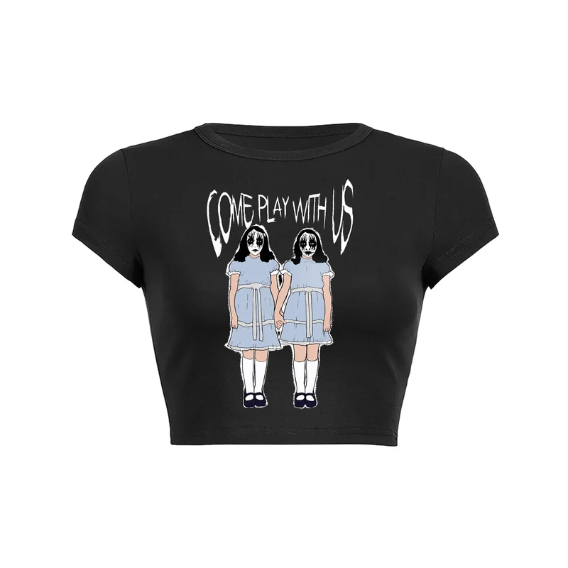 Y2K haunted twins crop top baby tee