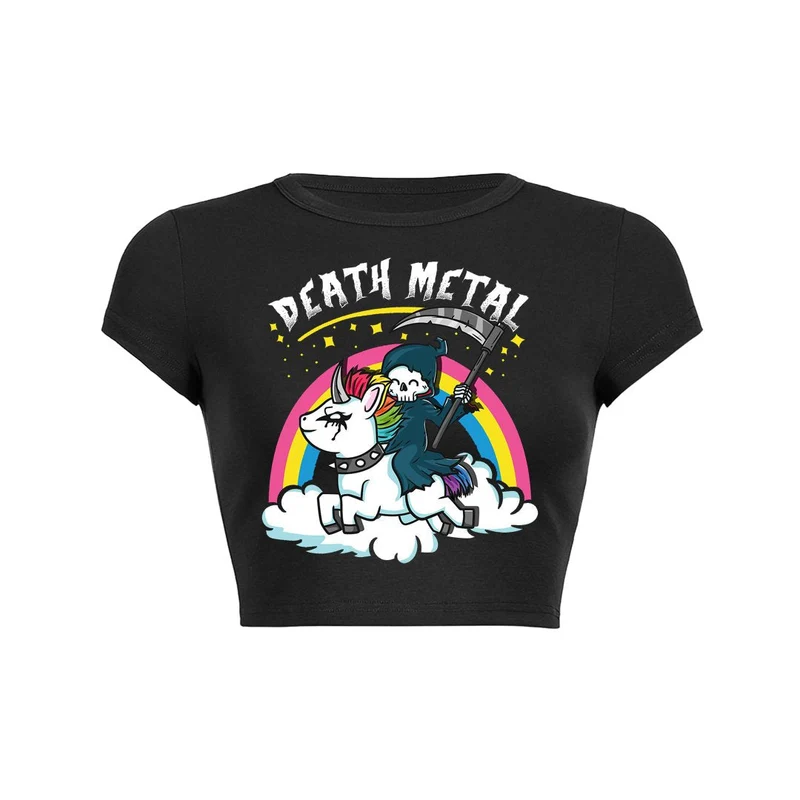 Y2K eenhoorn reaper crop top baby tee