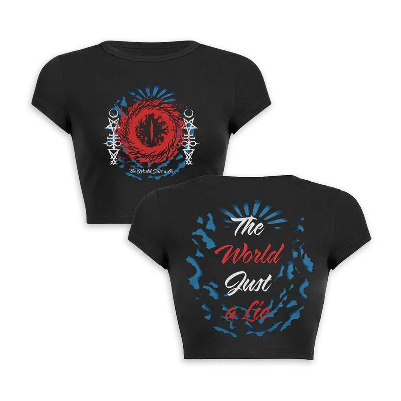 Y2K World of Lies crop top baby tee