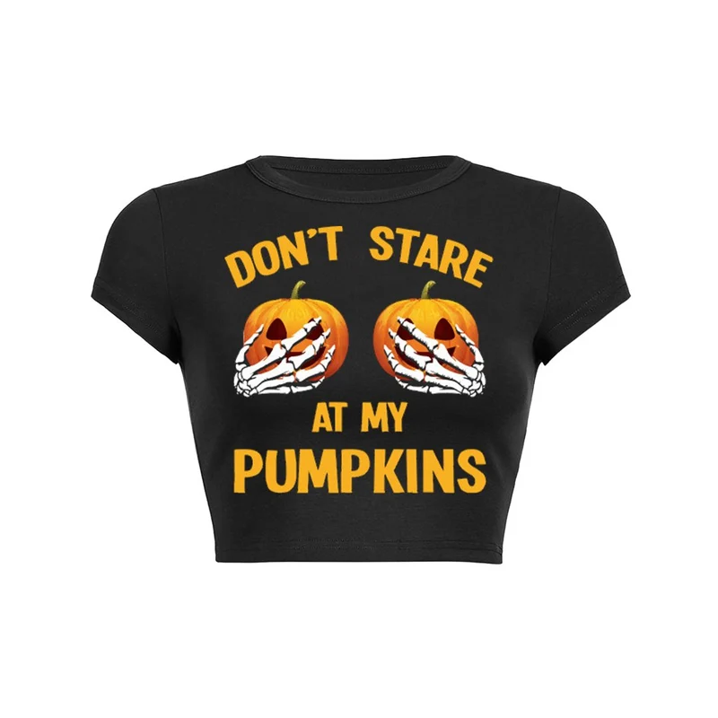Y2K Spooky Pumpkins crop top baby tee