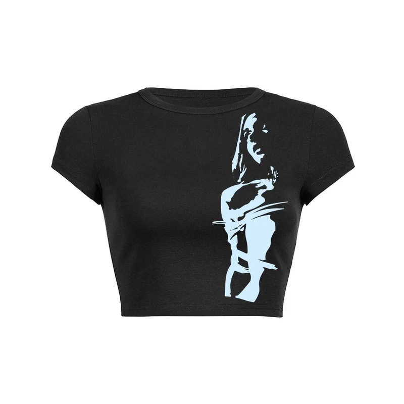 Y2K Mysterious Muse crop top baby tee