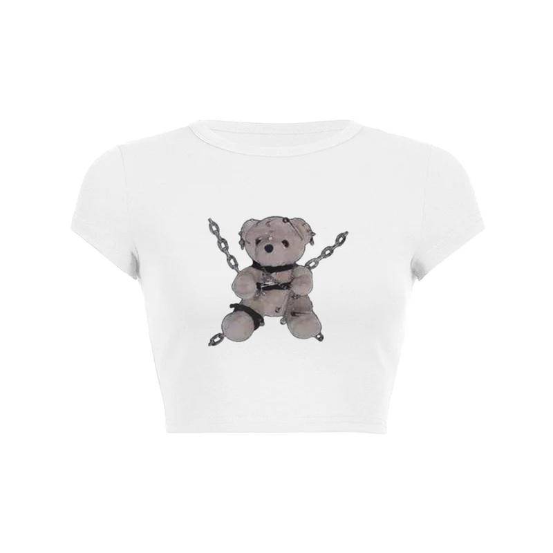 Y2K Bounded Teddy Crop Top Baby Tee