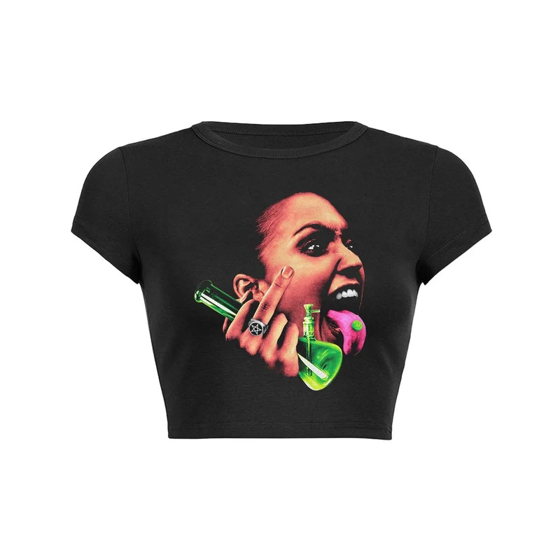Y2K bold attitude crop top