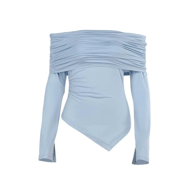 Grunge off-shoulder top met onregelmatige plooien