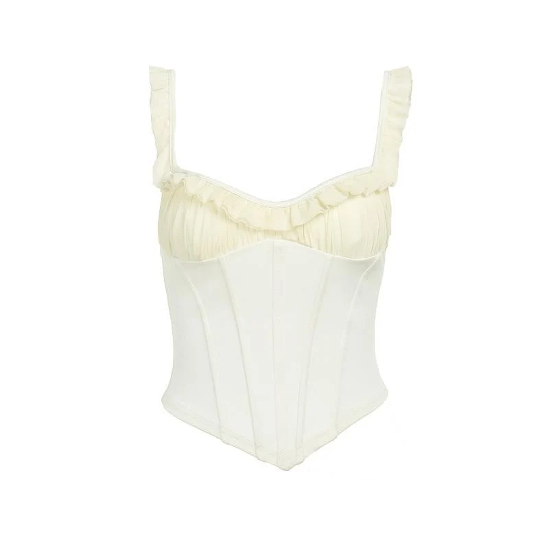 Fairycore cami top met ruches en patchworkstiksels