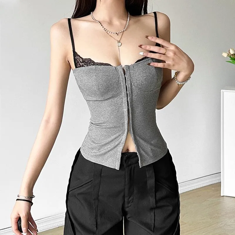 Fairycore geribbelde kanten cami top