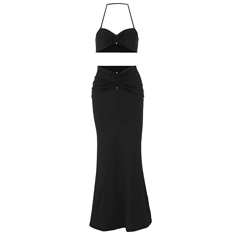 Gotische halter maxi rok set met sweetheart-halslijn