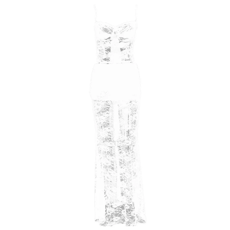 Fairycore sweetheart neck ruffle lace maxi skirt set