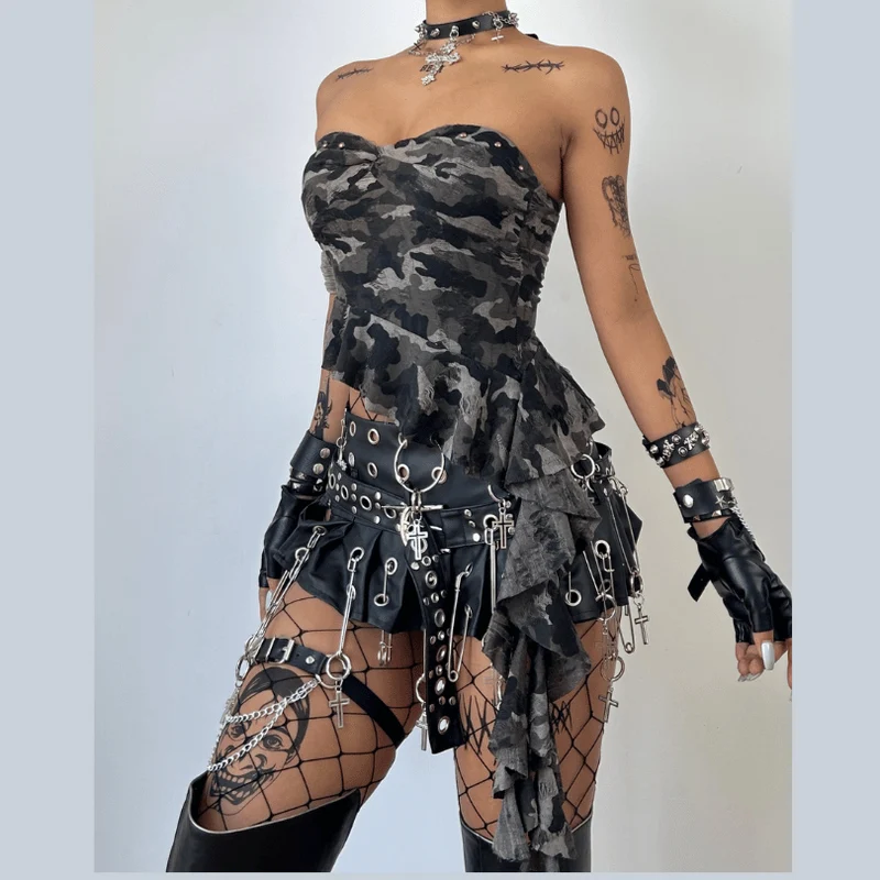 Fairycore strapless top met ruches en sweetheart-halslijn