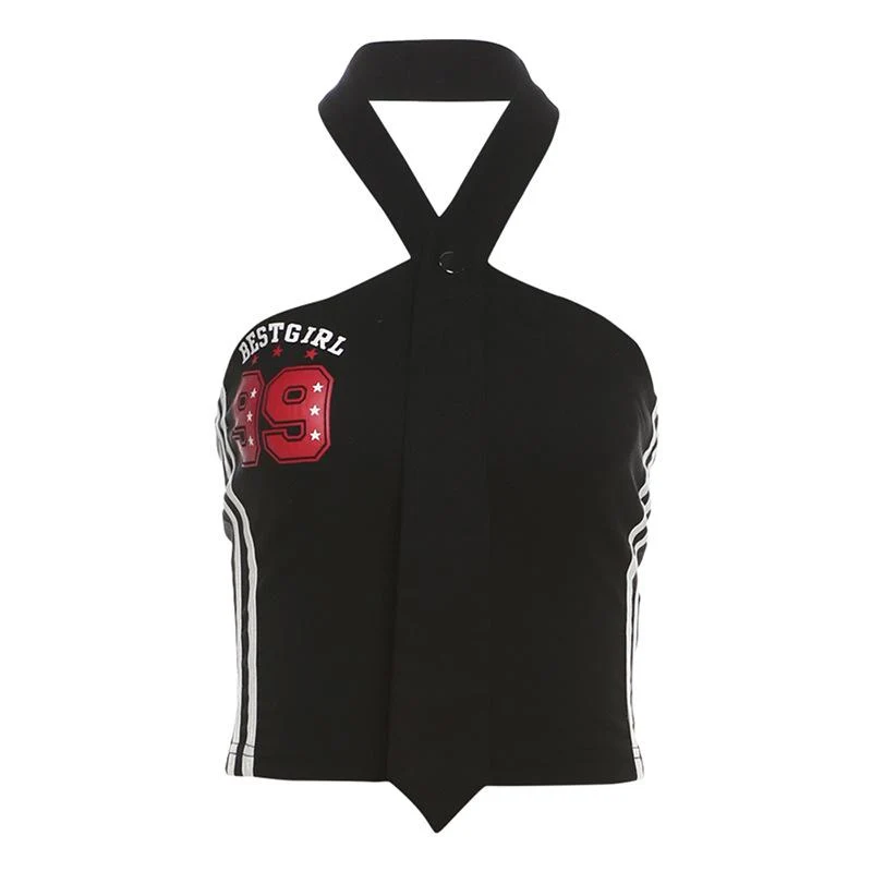 Grunge haltertop met knoopjes en open rug