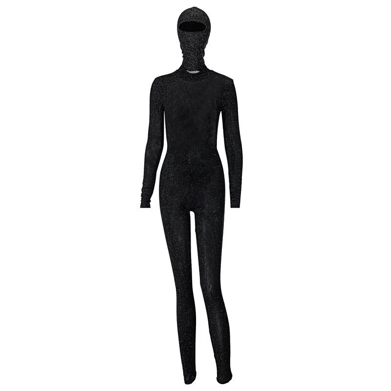 Lange mouwen glitter hoodie uitgehold jumpsuit