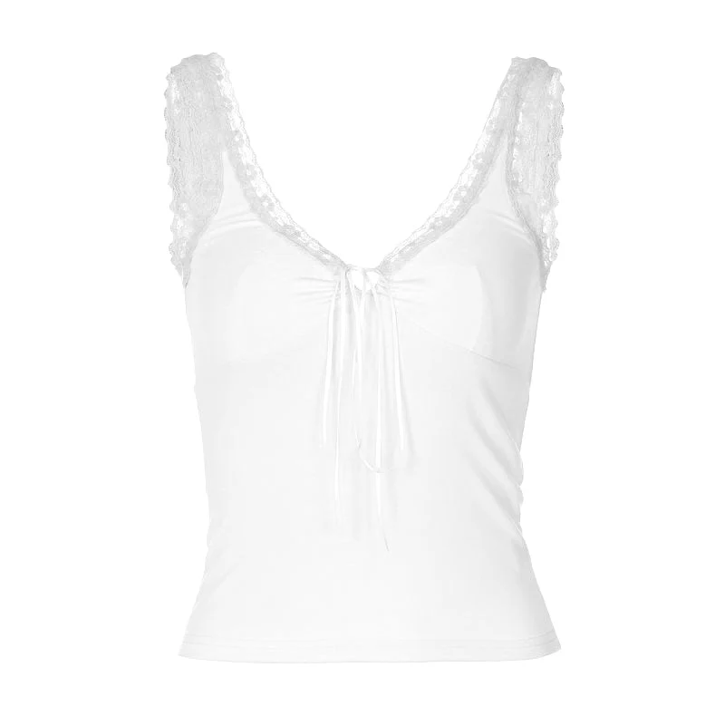 Cami-top met kanten zoom en strikband