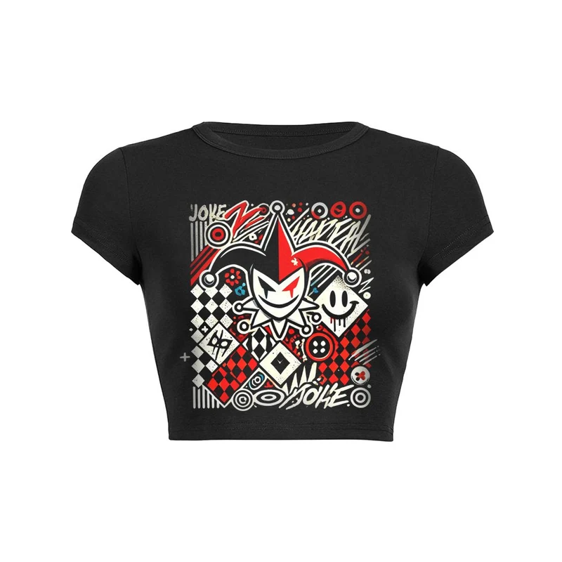 Y2K Jester Crop Top Baby Tee