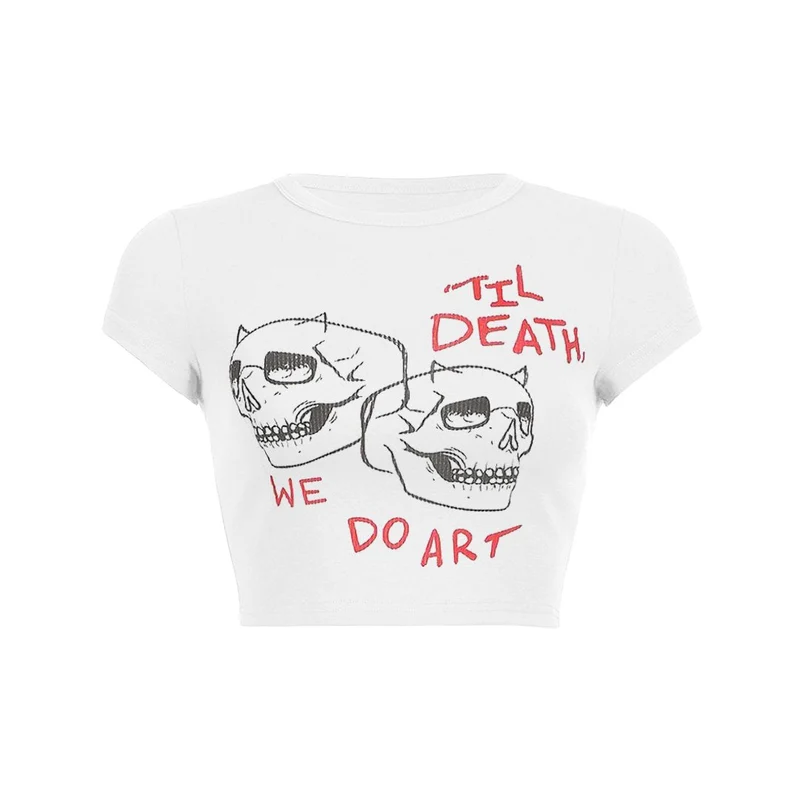 Y2K Skull Art Lovers crop top