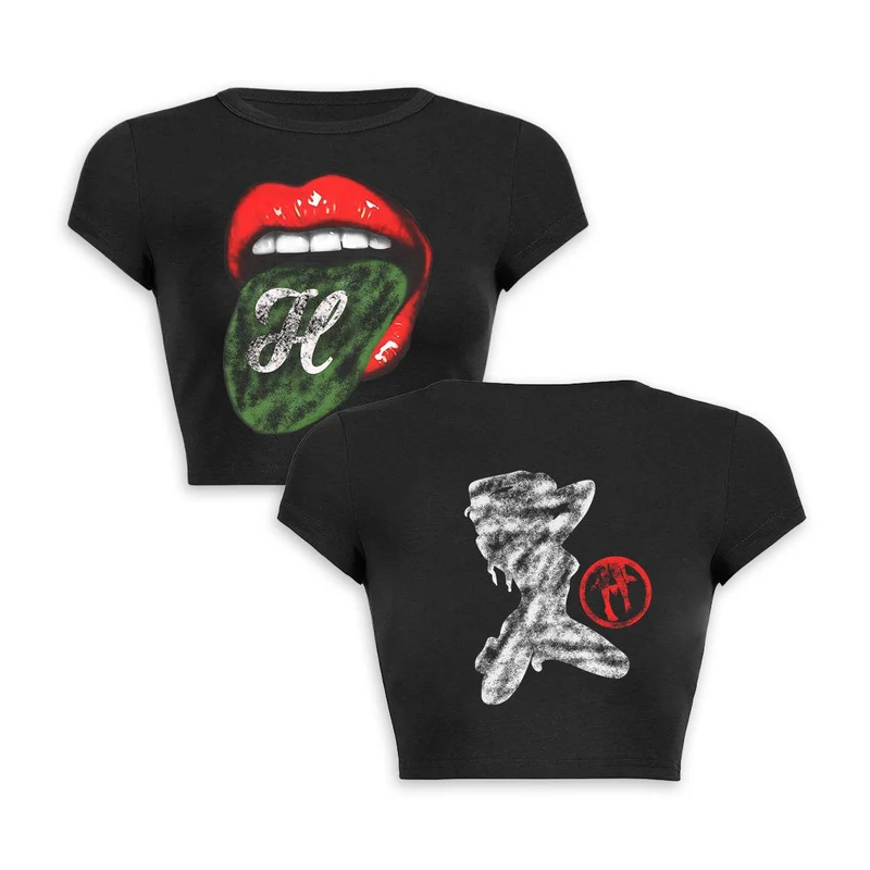 Y2K mondkunst crop top