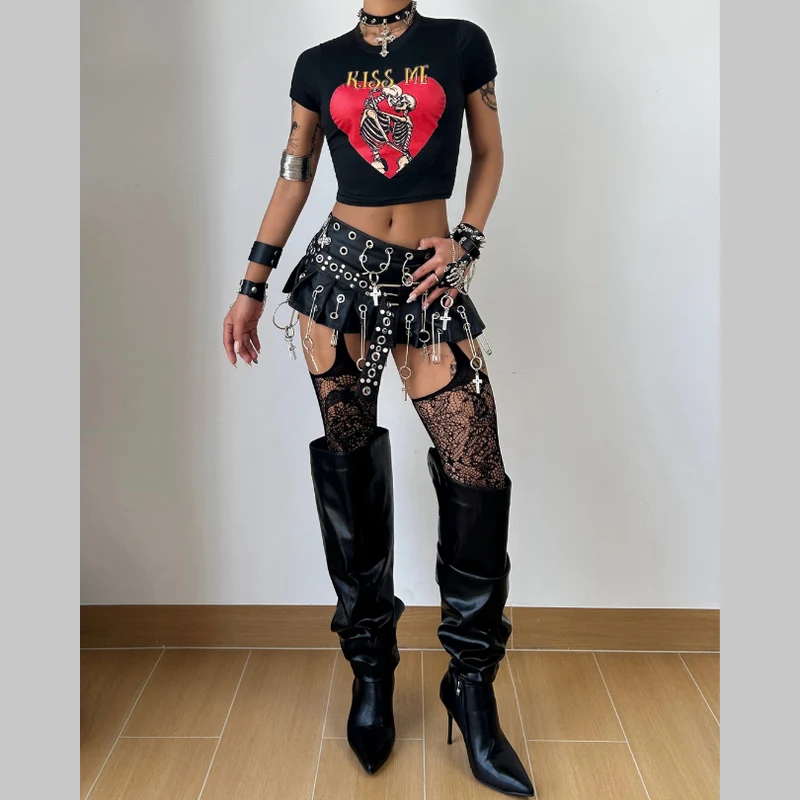 Y2K Skeleton Kiss crop top