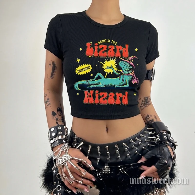 Y2K Lizard Wizard Magic crop top