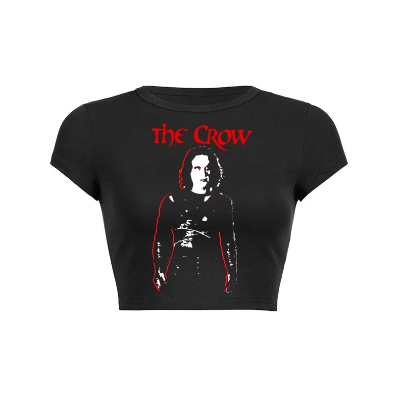 Goth Gothic Crow Revenge Crop Top Baby Tee