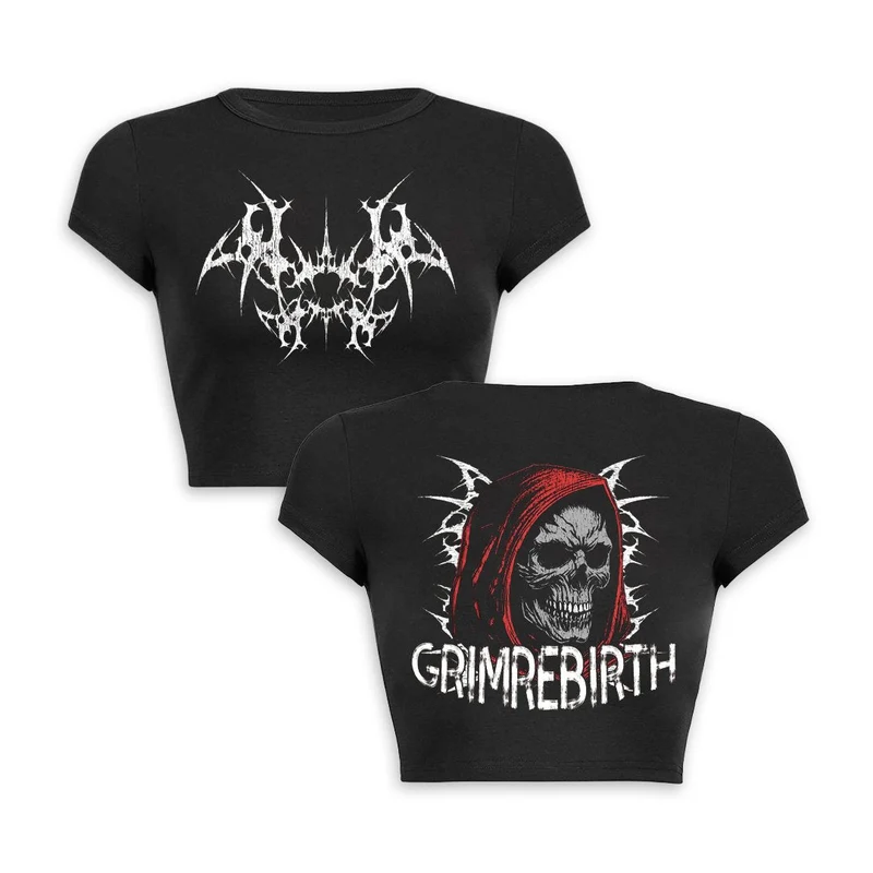 Y2K Grim Rebirth Crop Top Baby Tee