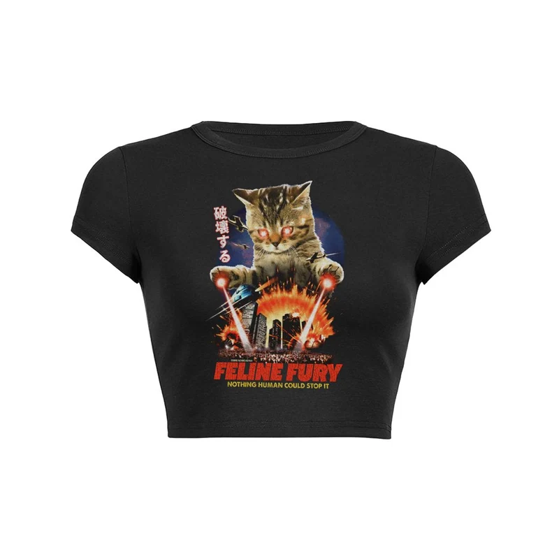 Y2K Destruction Feline Crop Top