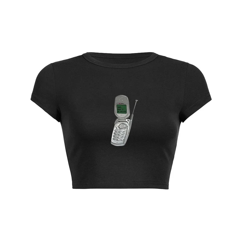 Y2K Retro Oproep Crop Top Baby T-shirt