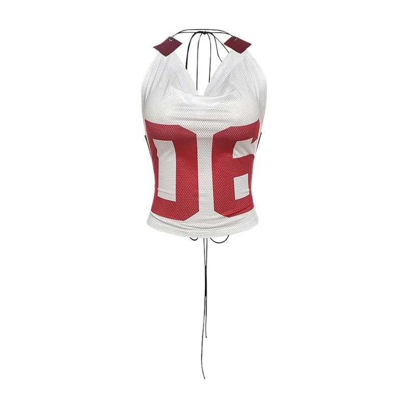 Halter coltrui met vetersluiting en "06" print