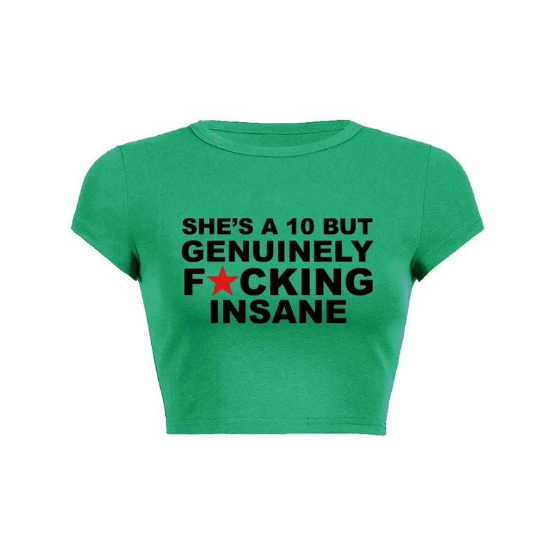 Y2K Perfect Crazy Crop Top Baby Tee