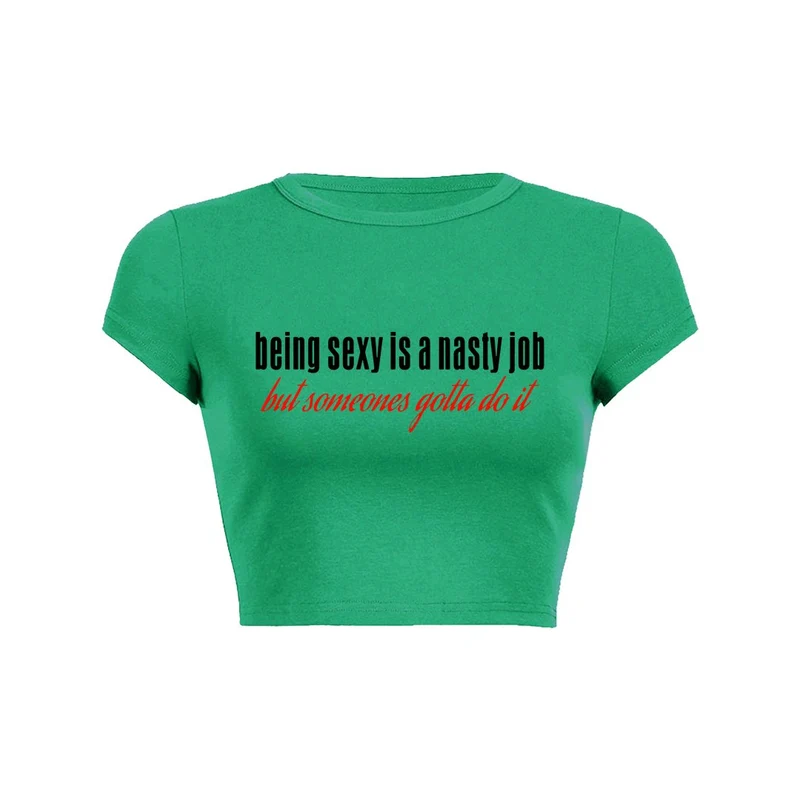 Y2K Sexy Duty Crop Top Baby Tee