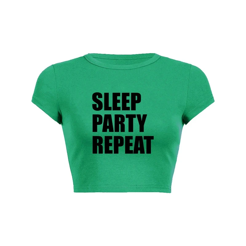 Y2K Endless Party Crop Top Baby Tee