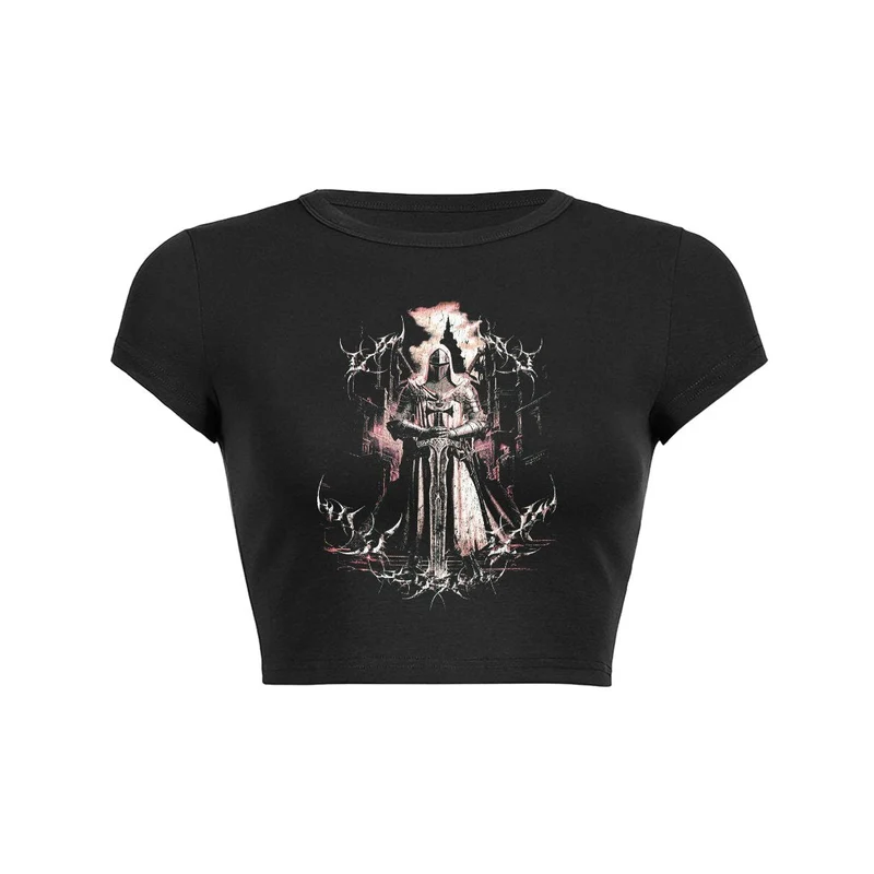 Goth Dark Paladin Crop Top Baby Tee