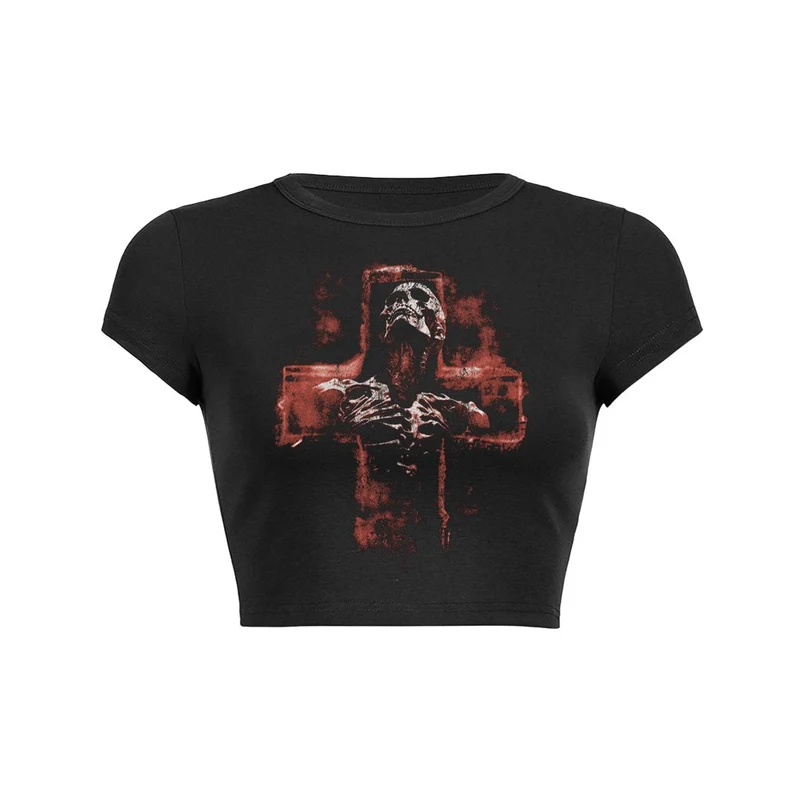 Crimson Cross Crop Top Baby T-shirt