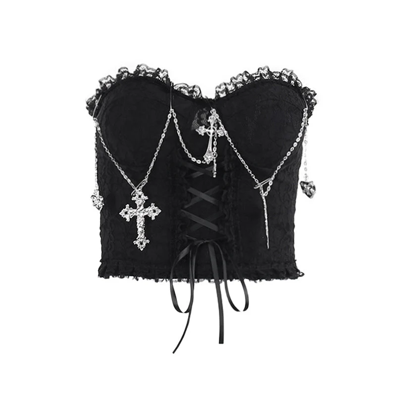 Fairycore metalen ketting vetersluiting tube top