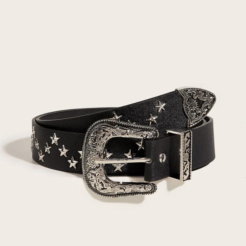 Verstelbare riem van PU-leer met gothic sterrenmotief