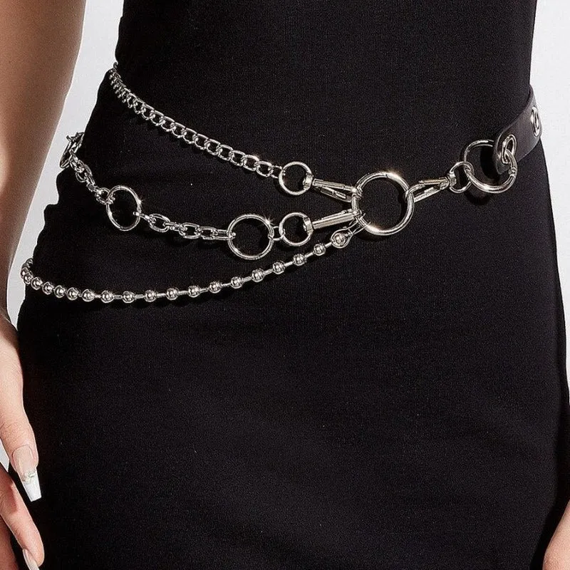 Gotische O-ring tailleketting van PU-leer