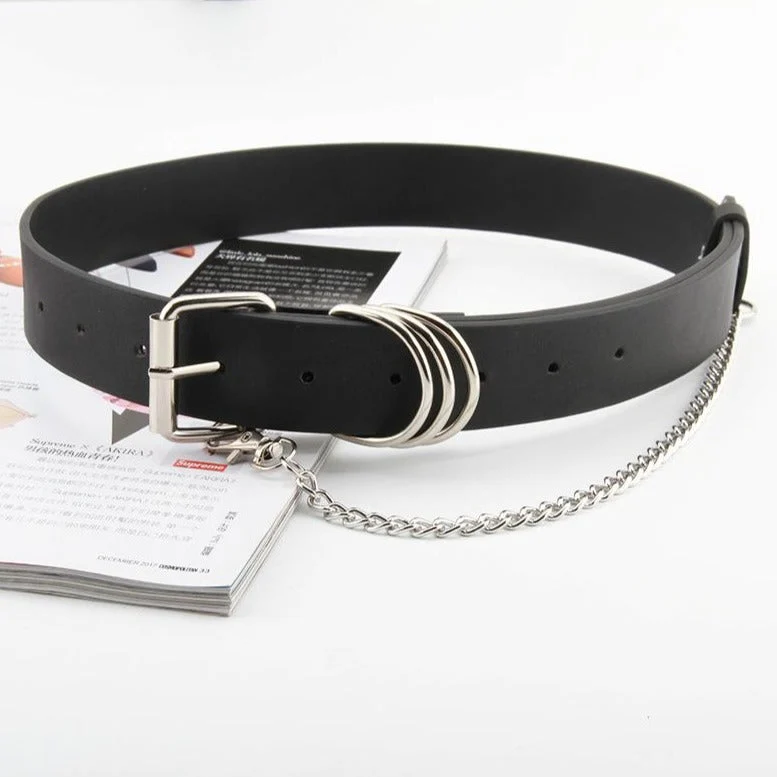 Gesp metalen ketting PU leren riem