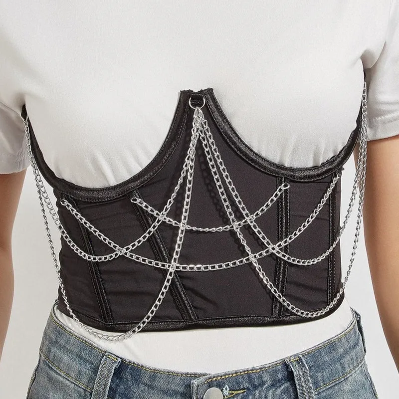 Fairycore metalen ketting vetersluiting korset