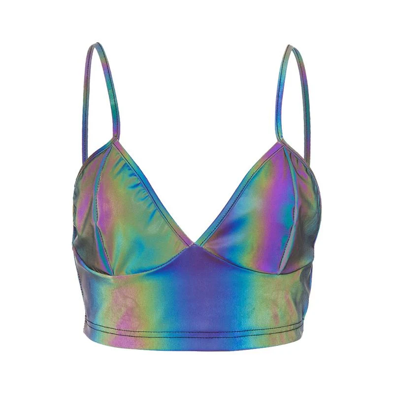 V-hals metallic cami top zonder rug